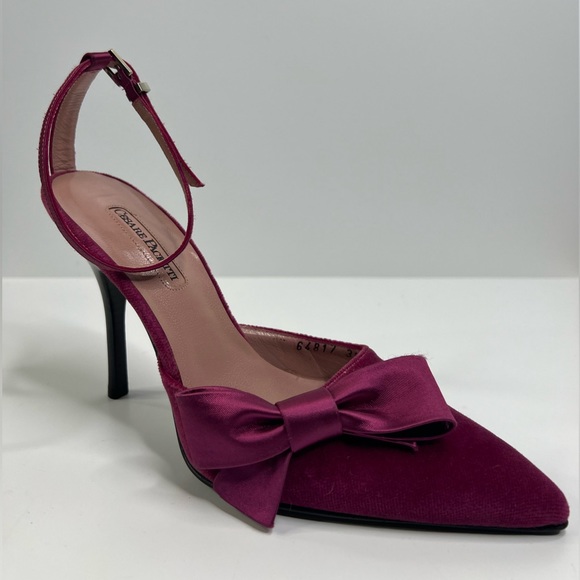 Cesare Paciotti Suede Magenta Bow Pump Size 8 - Picture 1 of 5